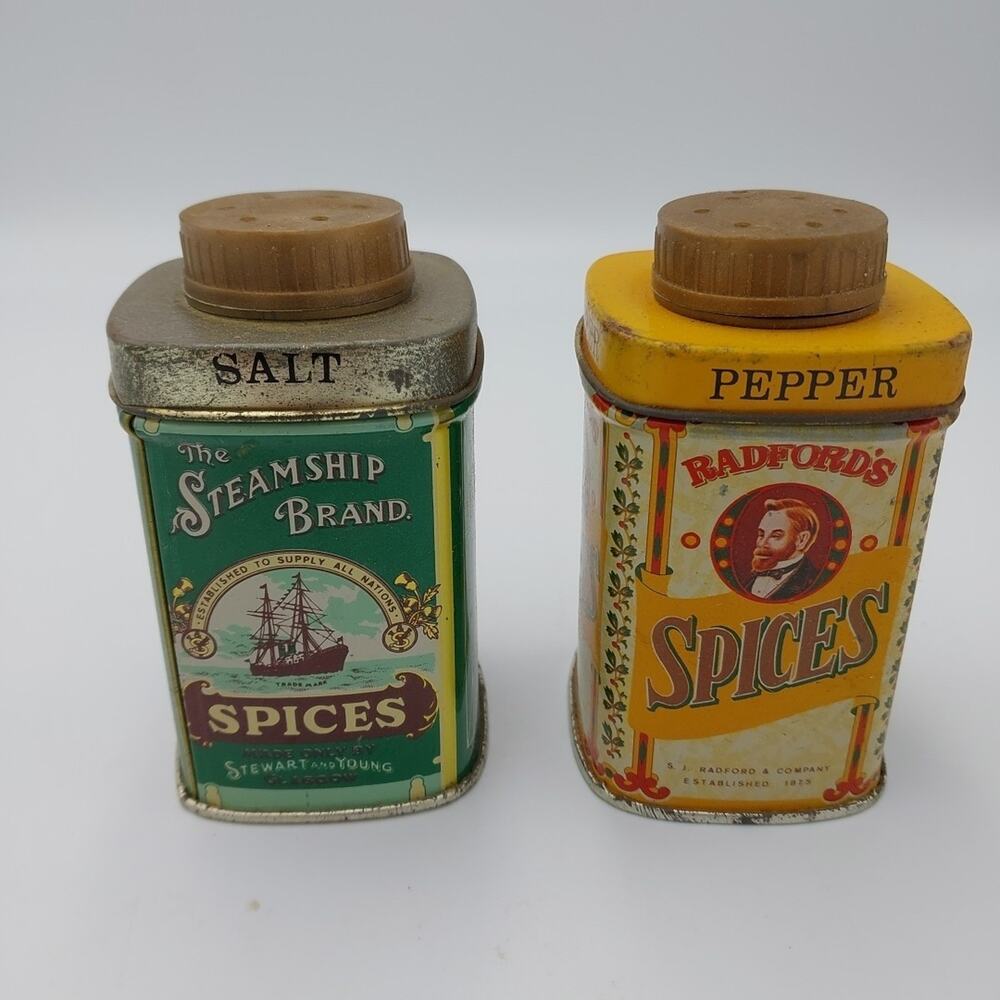 The Steamship‎ Brand Spices Salt Shaker Bradford's Spices Pepper Shaker Glasgow